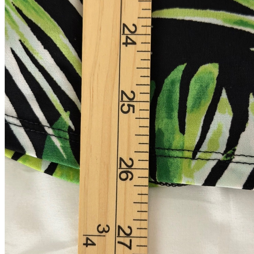 White House Black Market Tropical Palm Leaf Tassel Tie Sleeveless Blouse L Green - Picture 8 of 8